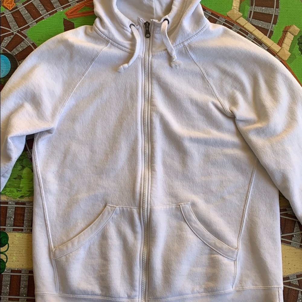 A White Champion Powerblend Zip Hoodie